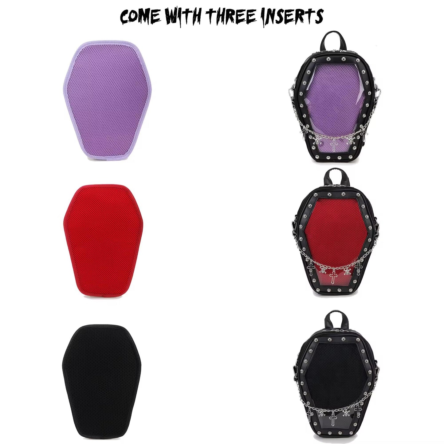 ENJOININ Gothic Coffin Shape Purses and Handbags for Women Halloween Shoulder Bag Ita Purse Backpack