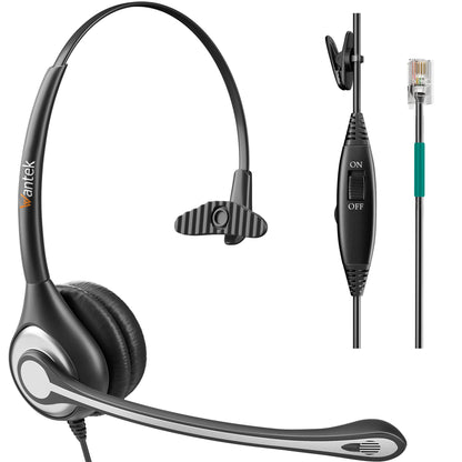 Wantek Corded Telephone Headset Mono w/Noise Canceling Mic Compatible with ShoreTel Plantronics Polycom Zultys Toshiba NEC Aspire Dterm Nortel Norstar Meridian Packet8 Landline Deskphones(F600S2)