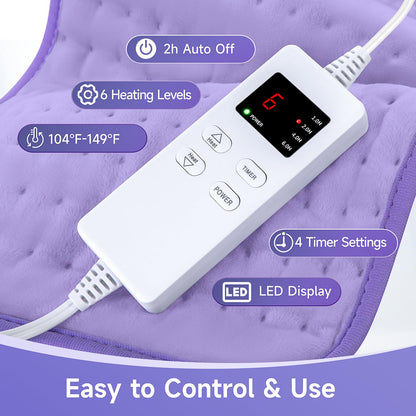 Heating Pad for Back, Large Heating Pads for Body Muscle Pain Cramps Relief, 6 Heat Settings Machine Washable Electric Heating Pad, Birthday Christmas Gifts for Women Mom