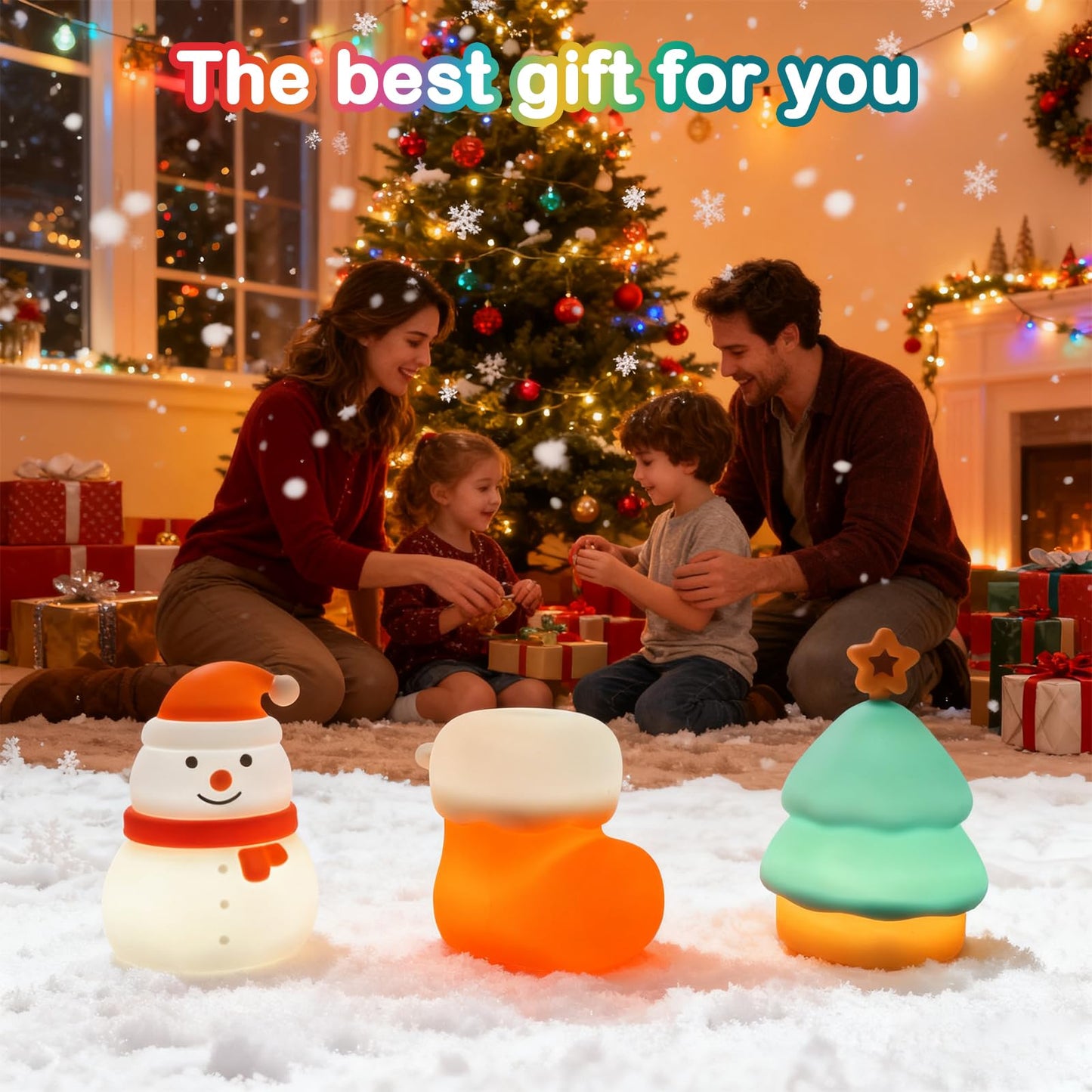 INHXSZU Night Light for Kids,Silicone Snowman Nightlight,Rechargeable Portable Bedside Touch Boot Lamp,Dimmable RGB Christmas Tree Lights for Breastfeeding,Room Decor,Baby Nursery,Gifts for Kids