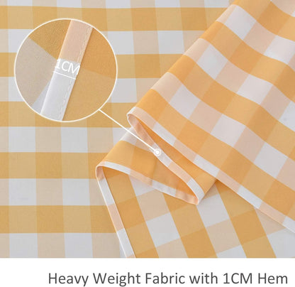 maxmill Checkered Rectangle Tablecloth Water Resistance Wrinkle Free Spillproof Heavy Weight Gingham Plaid Table Cloth for Buffet Banquet Parties Holiday Dinner, 60 x 84 Inch Yellow and White