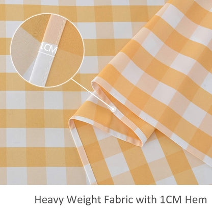 maxmill Checkered Rectangle Tablecloth Water Resistance Wrinkle Free Spillproof Heavy Weight Gingham Plaid Table Cloth for Buffet Banquet Parties Holiday Dinner, 60 x 84 Inch Yellow and White