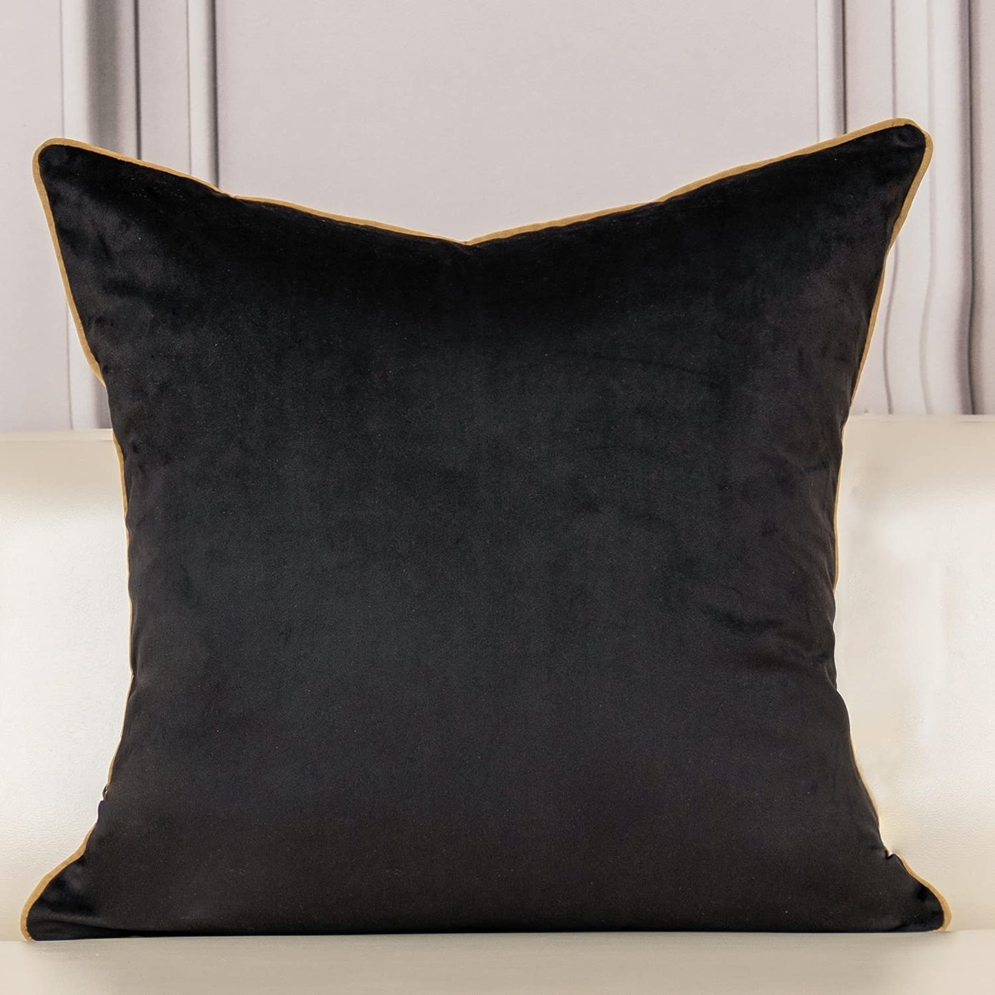Aeckself Floral Pillow Cover 18x18 Inch, Velvet Embroidered Decorative Farmhouse Accent Throw Pillow Cover for Couch Bedroom Living Room, Black and Gold