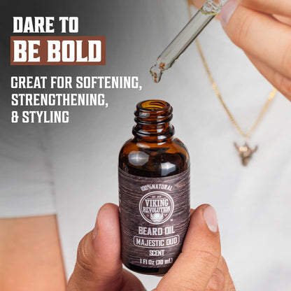 Viking Revolution Sandalwood Beard Oil for Men - Natural Mens Beard Oil with Argan Oil and Jojoba Oil - Beard Softener, Strengthens and Moisturizes - Beard Conditioner for Men (Sandalwood, 1 Pack)