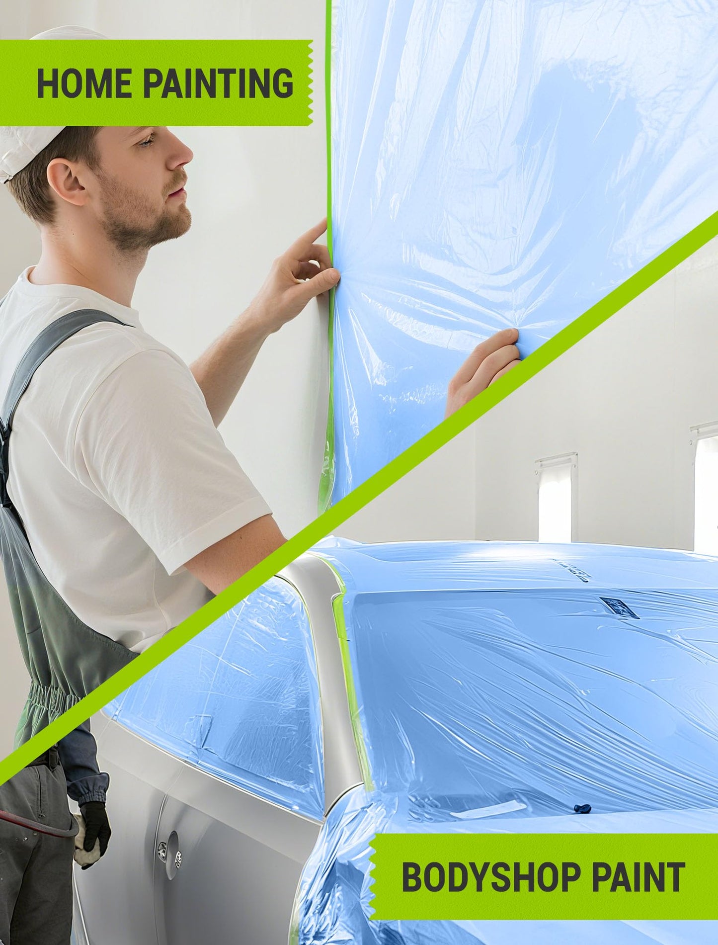 SARDVISA Pre-Taped Masking Film for Painting, 59/43/ 22 in * 66 FT, 3-Rolls Painters Plastic Sheeting with Widened Paint Tape and Drape for Covering Walls, Windows, Cars & Furniture Protection