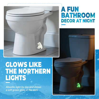 MENNTY Polar Bear Toilet Bolt Covers Decorative, Glow in the Dark Toilet Bolt Caps, 2 PCS Cute PLA Toilet Caps for Bottom of Toilet – Hide Rusty Bolts, Easy Push-On Fit