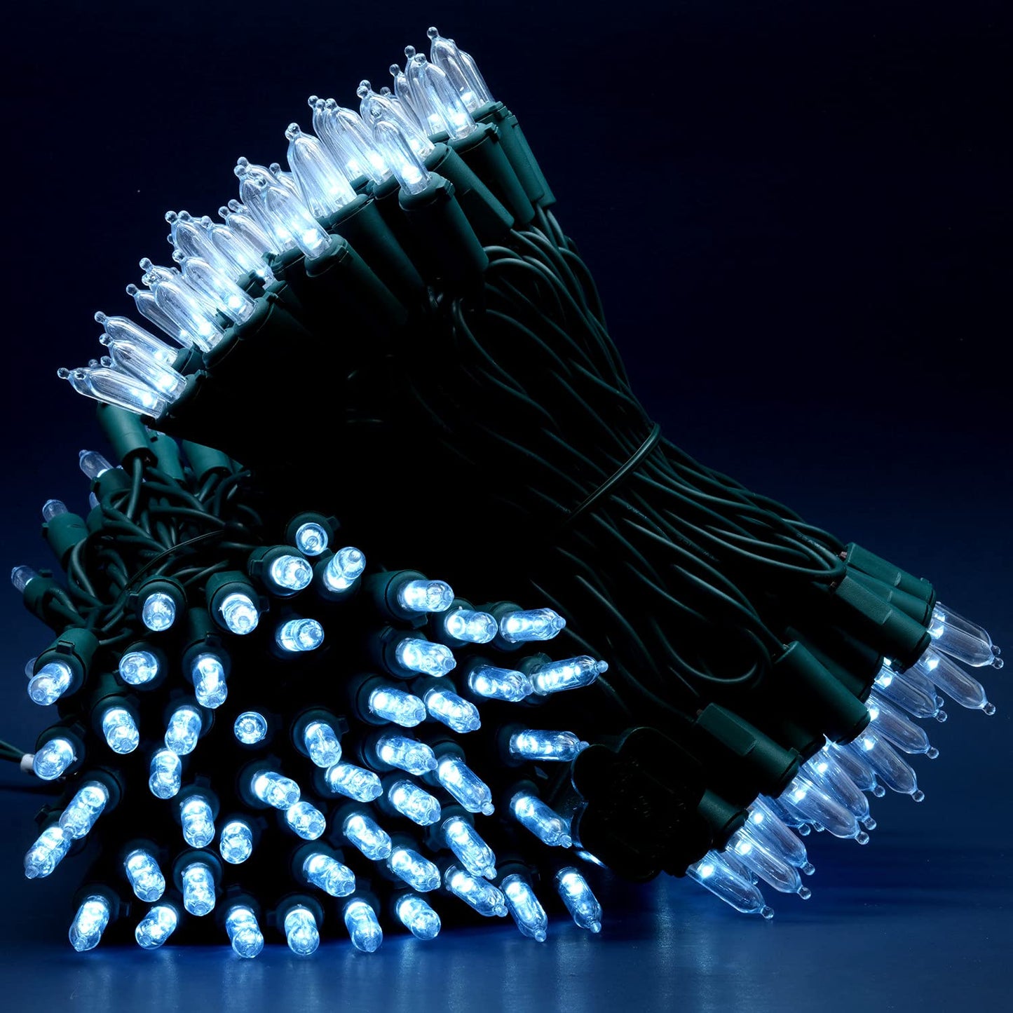 YULETIME 200 Cool White LED Christmas Lights, 66 ft Green Wire String Light