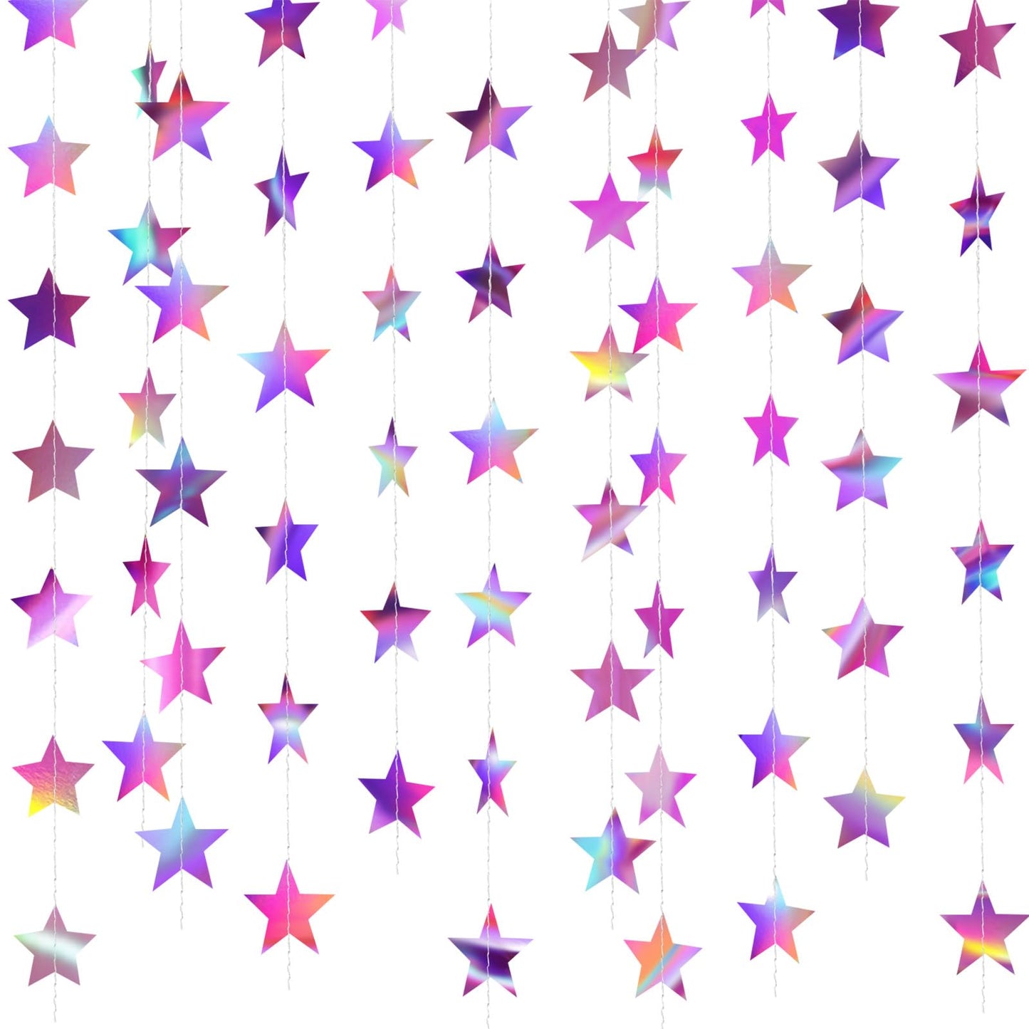 Patelai Glitter Star Garland Banner 2026 Graduation Decor 130 Feet Star Hanging Banner Twinkle Backdrop for Party Birthday Classroom Wedding Supplies(Iridescent Purple)