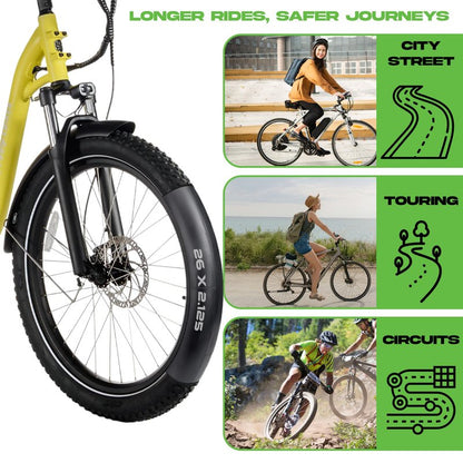 HEB 26" Bike Inner Tubes 26 x 1.75, 1.95, 2.10, 2.125 – Butyl Rubber Bicycle Tubes with Schrader Valve – Compatible with Cruiser, Mountain, City & Kids Bikes – Set of 2
