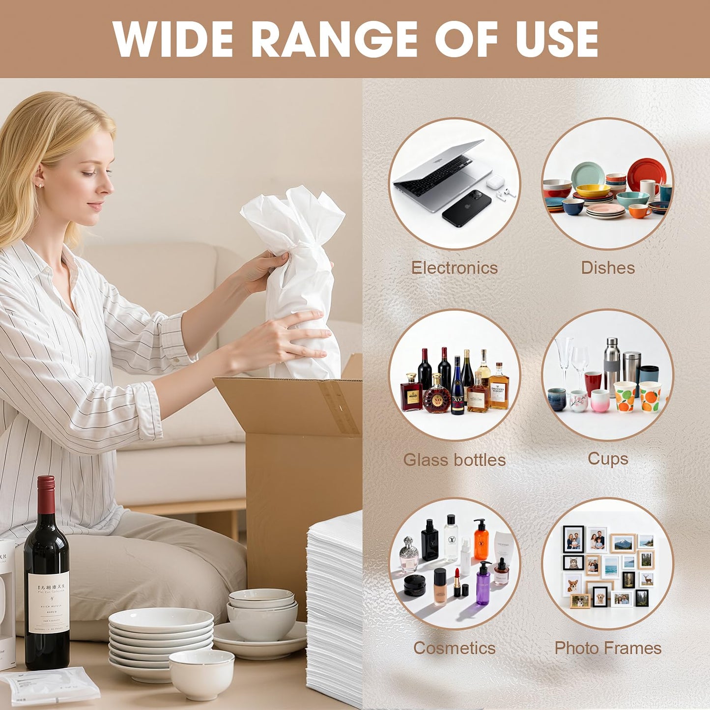 200 Pack Small Foam Pouches for Packing, 6x8 Inch Cushion Foam Pouch for Shipping, Moving and Storage, Dish Packing Supplies Protecting Small Electronics, Glass Cups, Dishes and Other Small Items