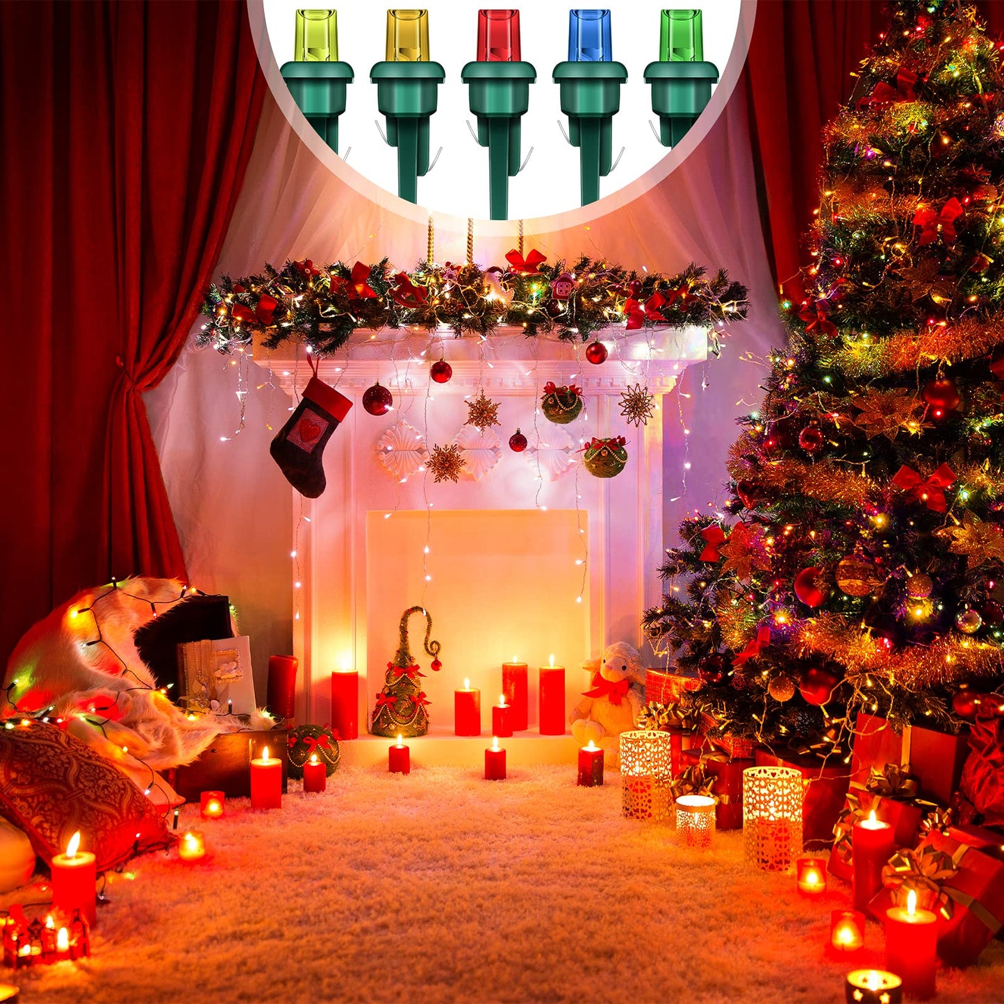 Mudder 80 Pieces Christmas LED Replacement Bulbs Outdoor String Light Replacement Bulbs for Christmas Tree Light Supplies(Simple Style,Red, Yellow, Green, Blue, Orange)