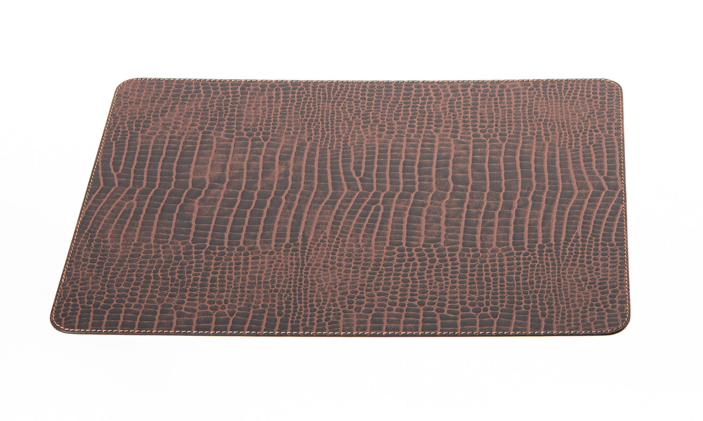 Nikalaz Set of 6 Placemats Made of Recycled Leather (18"x13", Crocodile)