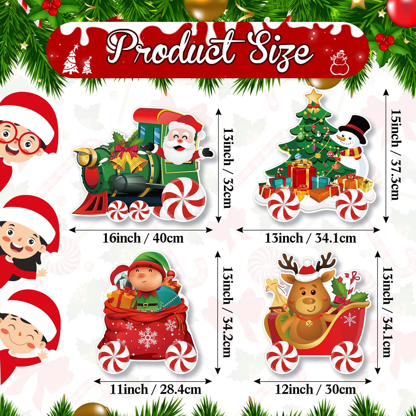 Marsui 4 Pieces Christmas Train Decorations Outdoor Yard Lawn Signs Christmas Tree Gingerbread Santa Snowman Reindeer Train with 8 Stakes for Xmas Holiday Outside Garden Lawn Yard Decor