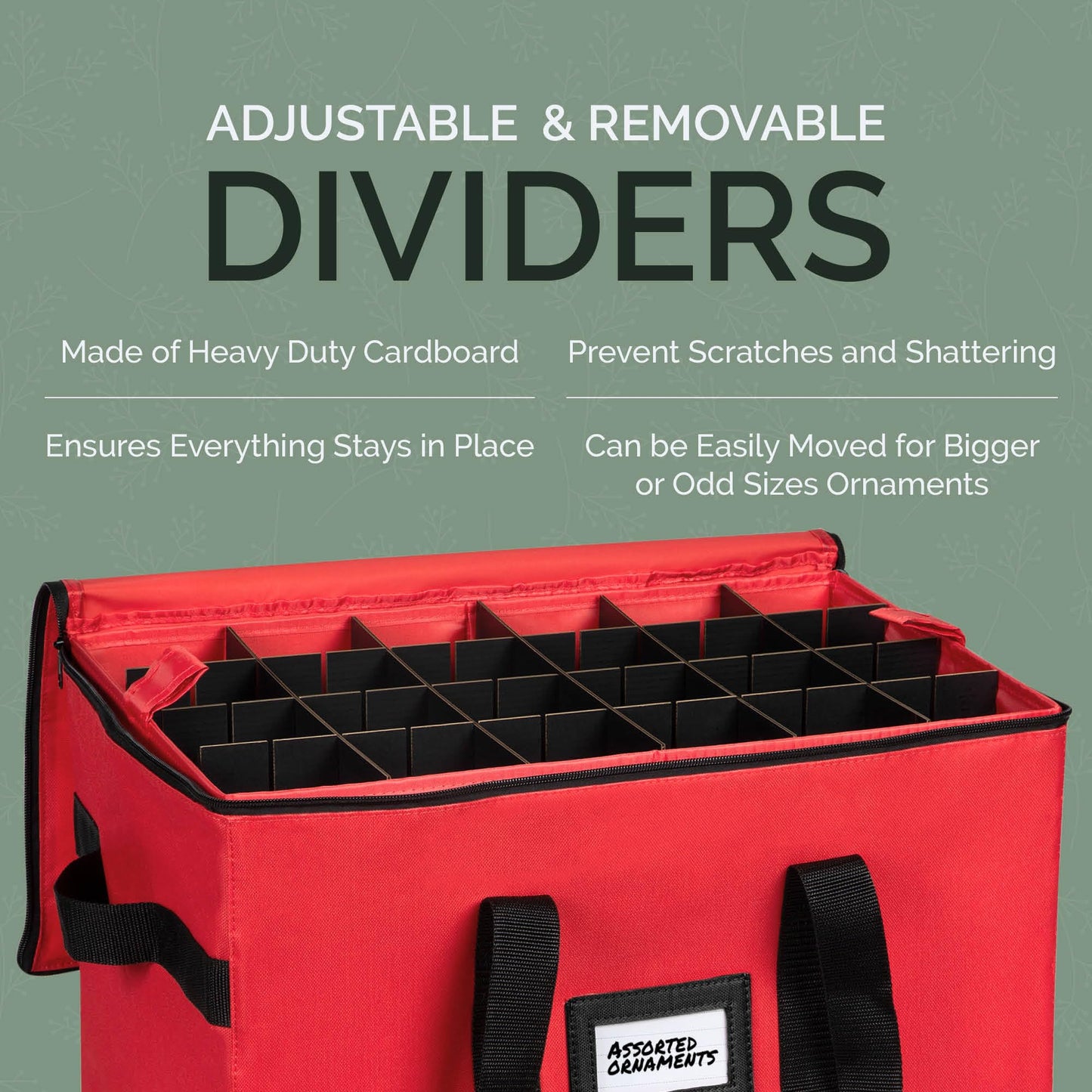 Christmas Ornament Storage Container,Box Stores Up to 96, Adjustable Dividers, Large Organizer Bin to Protect and Store Holiday Décor