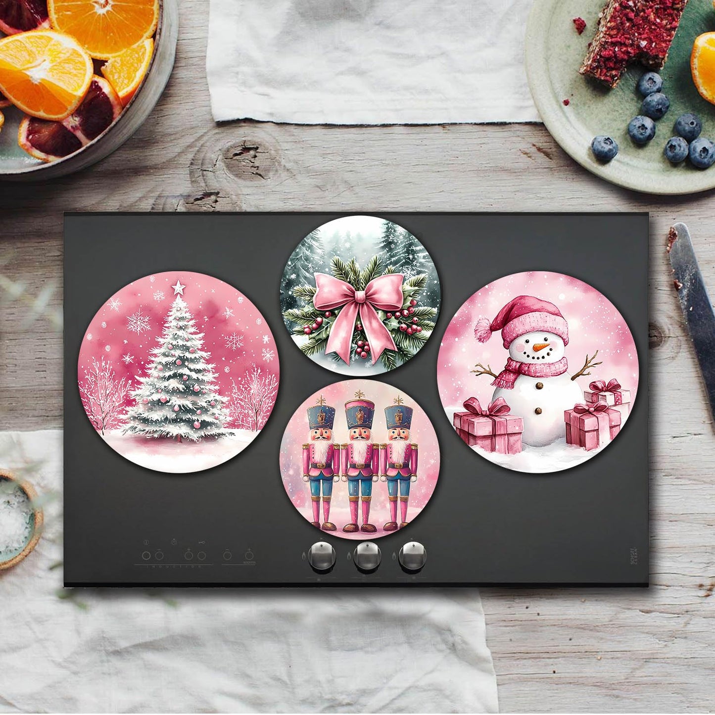 Tucocoo Christmas Snowman Stove Burner Covers,8＆10 Inches Stove Top Covers Electric Stove 4 Pcs Metal Stove Cover Gas Stove Top Covers,Home Kitchen Cooktop Decorative
