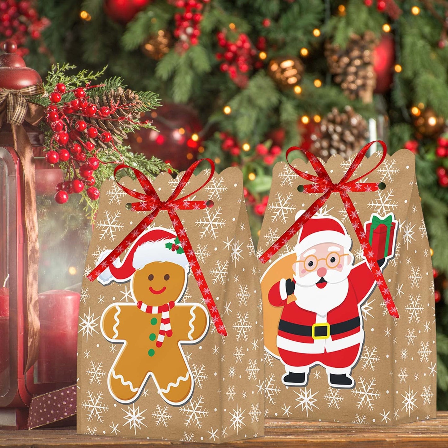 Joyful Start 18PCS Christmas Goodie Bags - Small Bags for Gifts - Bulk Small Size