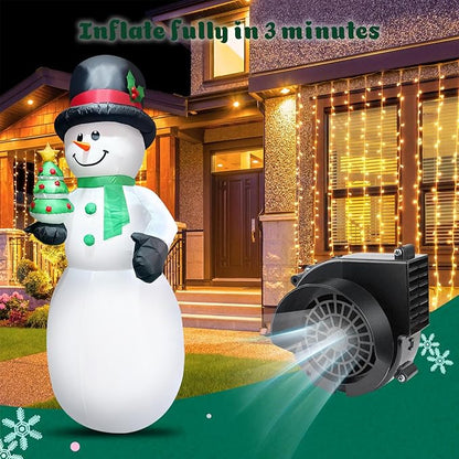 8FT Christmas Snowman Inflatable Xmas Tree Blow Up Outdoor Christmas Decoration with LED Light for Indoor Outdoor Yard Garden Lawn Porch Xmas Holiday Party Favor Supplies Décor