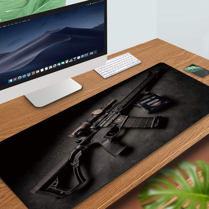RTGGSEL 31.5x11.8 Inch Non-Slip Long Extended Large Gaming Mouse Pad with Stitched Edges XL Laptops Keyboard Mouse Mat (Black Gun)