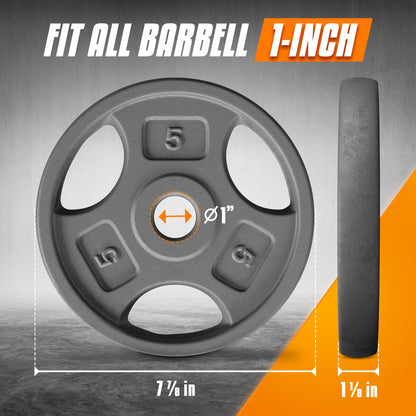 Yes4All 1 Inch Grip Cast Iron Weight Plates for Dumbbells – Standard Weight Plates - 5lb - Single
