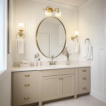 ANDY STAR 2 Light Bathroom Vanity Light, Brushed Gold Bathroom Light Fixtures, Wall Lighting with Clear Globe Glass Shades, Brass Wall Sconce for Living Room, Bedroom, Hallway
