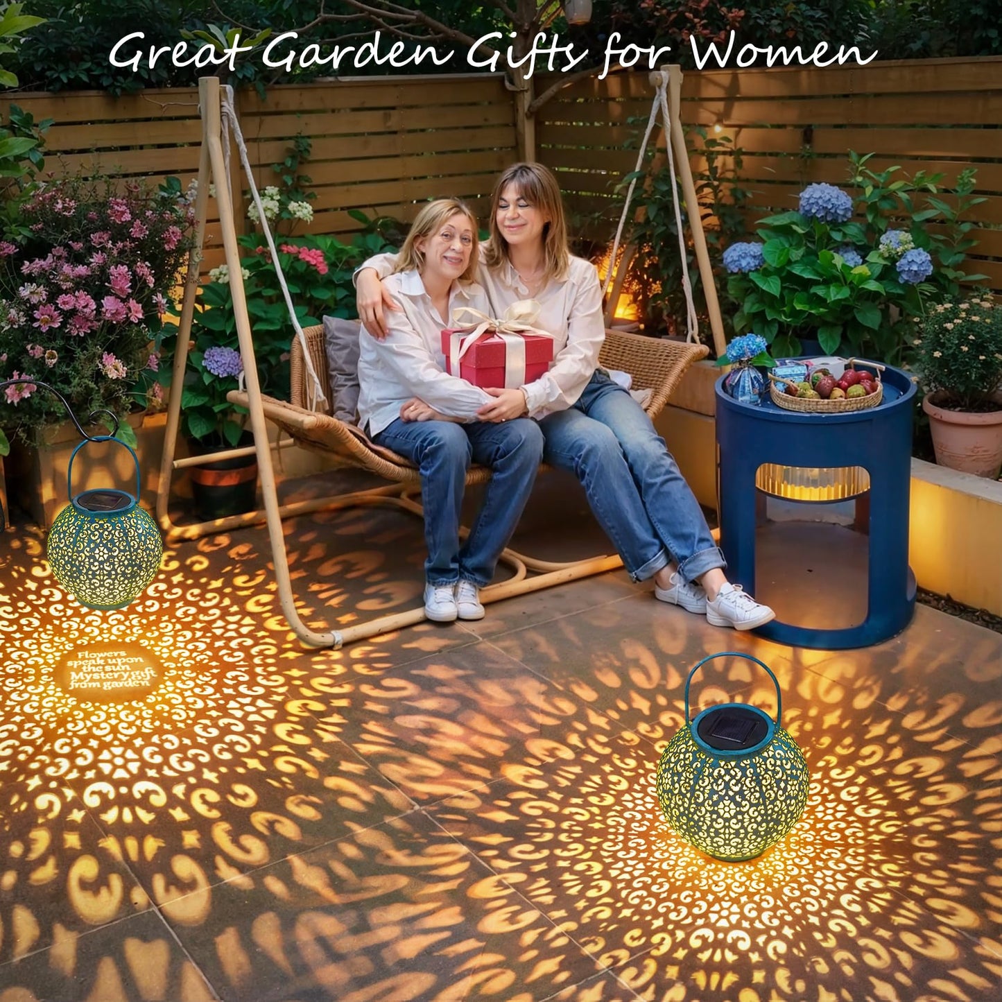 Big Solar Lantern Outdoor Waterproof, Go2garden Gifts for Mom Yard Decorations Lights for Balcony Party Ornaments, Birthday Mothers Day Gifts for Women Wife Grandma (1 Pack, Teal Blue)