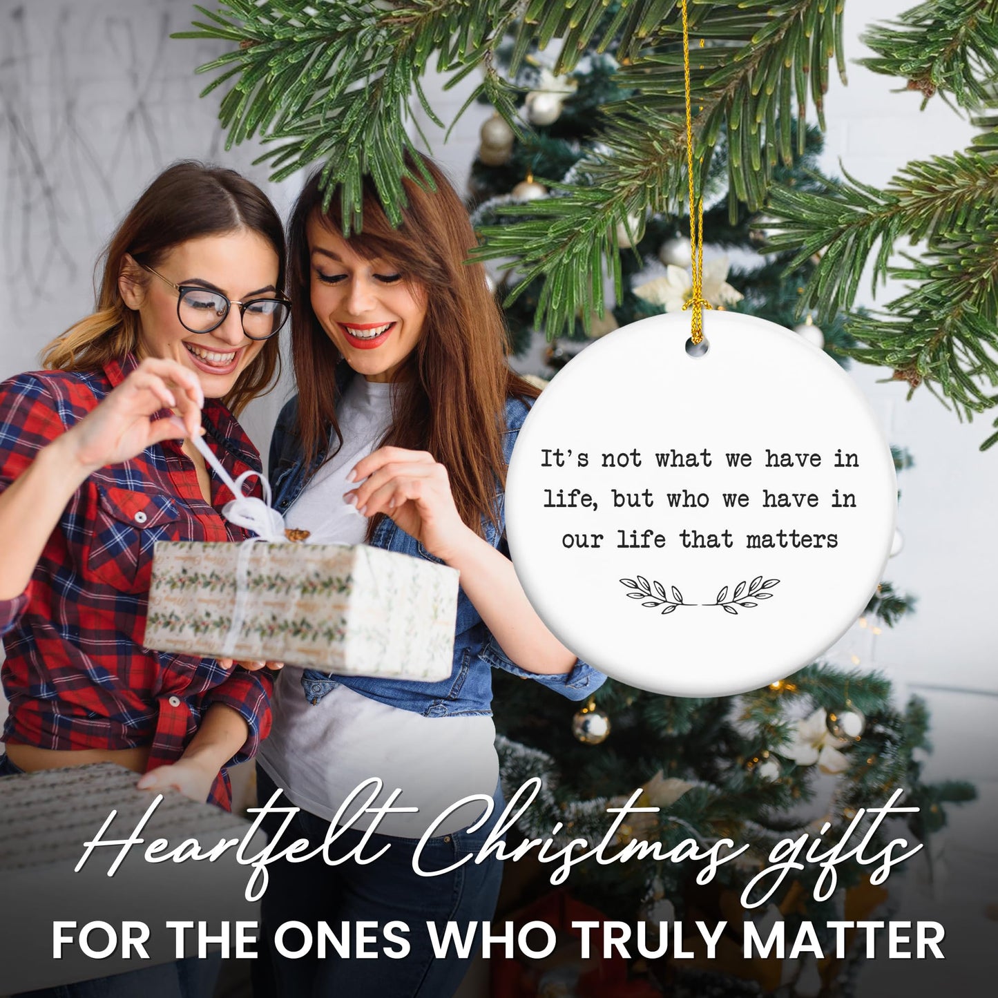 TEEZWONDER Christmas Ornaments Gifts for Women Men - Ceramic Ornaments 2025 for Xmas Tree Decorations - Christmas Birthday Stocking Stuffers Gifts for Mom Dad Sister Brother, Friend Gift Ideas