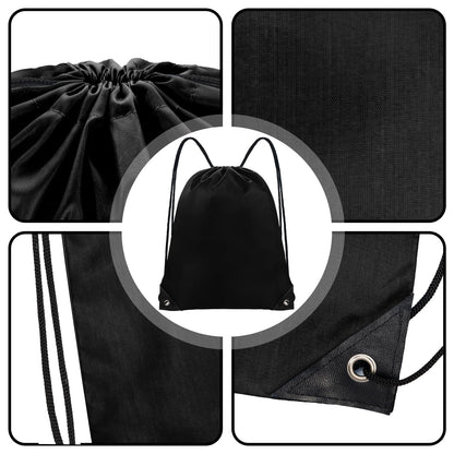Grneric Drawstring Backpack Bulk 42 Pcs String Backpack Drawstring Bags Cinch Bag Sackpack for Men Women Gym (Black)
