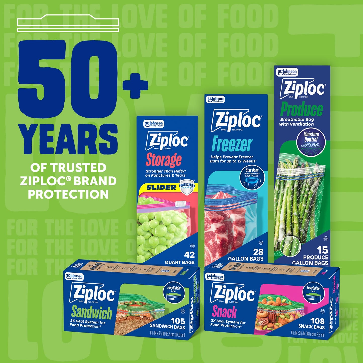 Ziploc 175 Count Sandwich and Snack Bags with EasyGuide Texture, Plastic Storage Bags with Grip 'n Seal Technology