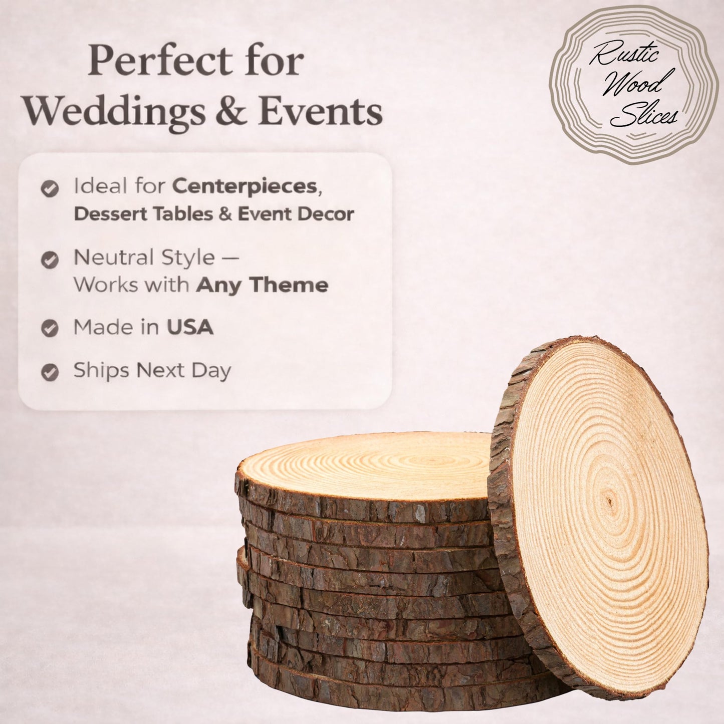 Set of (16) 8-9 inch Wood Slices for centerpieces! Natural Wood Rounds for Table centerpieces, Arts and Crafts, and Table Decorations (Set of 16 8-9")