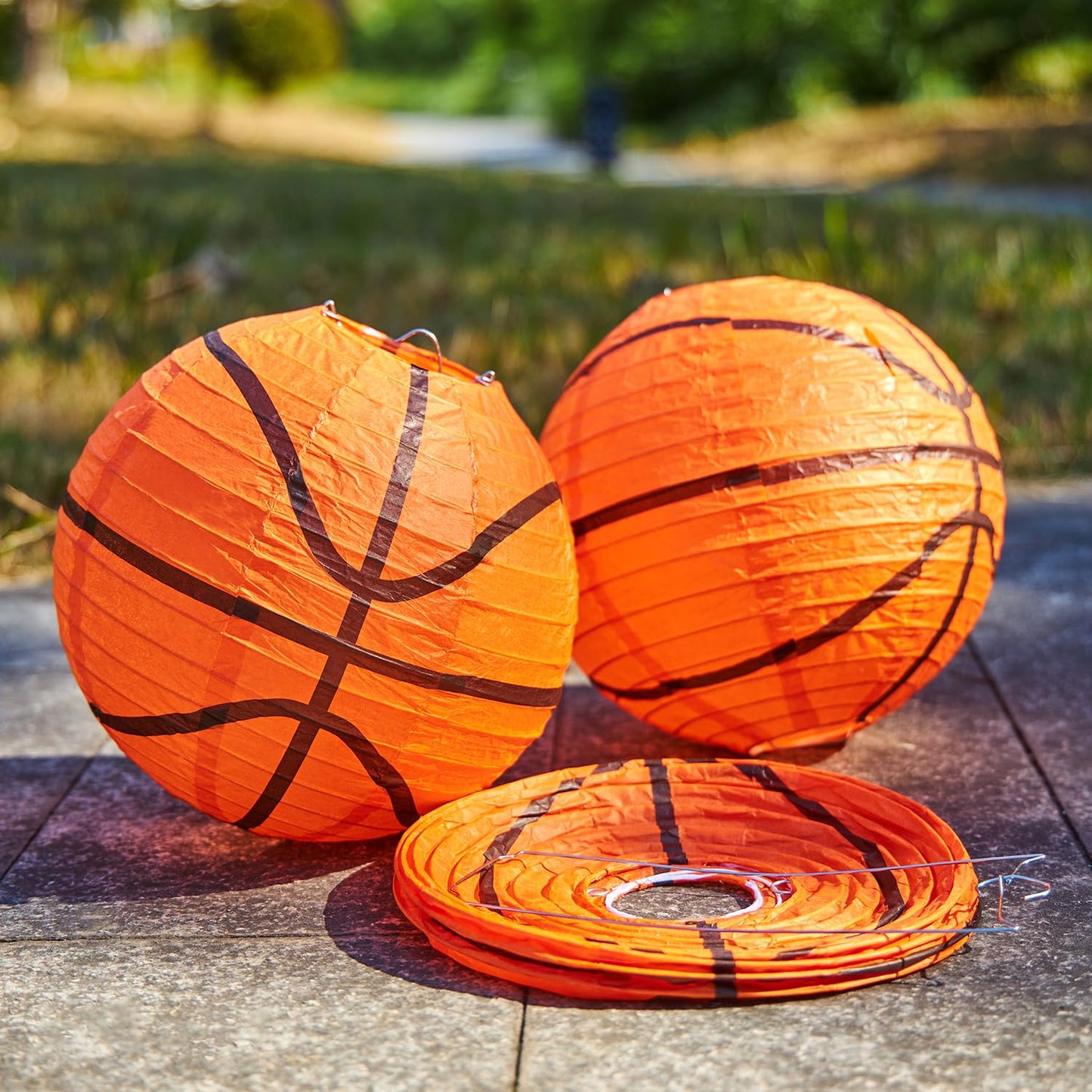Easy Joy 8 Inch Basketball Party Decorations Basketball Lanterns Basketball Paper Lanterns Basketball Hanging Lanterns Creative Football Party Decorations