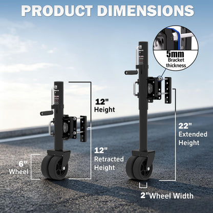 TOWKING 2000 lbs Upgraded Boat Trailer Jack, 10" Lift, Bolt On Trailer Jack for RV, Boat and More, Black
