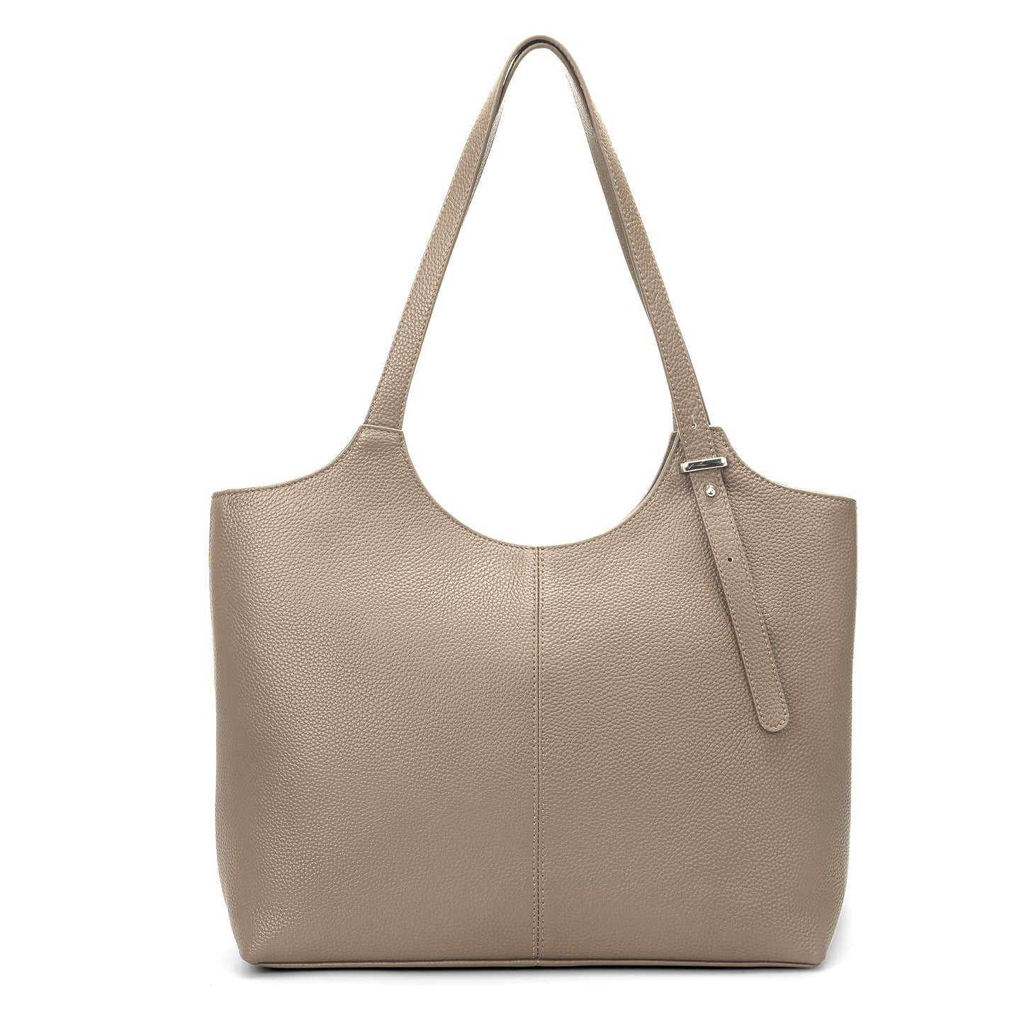 befen Genuine Leather Tote Bags for Women Work, Real Brown Leather Shoulder Handbags Zippered Satchel Purses with Adjustable Strap for Casual Shopping Travel Taupe