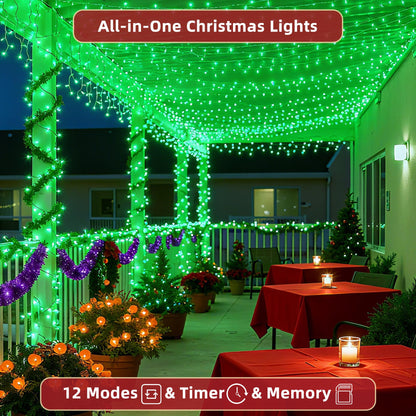 YHBJKCZ 240FT Christmas Lights Outdoor, 750 LED Christmas Tree Decoration Lights with 12 Modes & Timer Memory, Dimmable Plug in Waterproof LED Xmas Light for Yard Trees Wedding Party Holiday Green