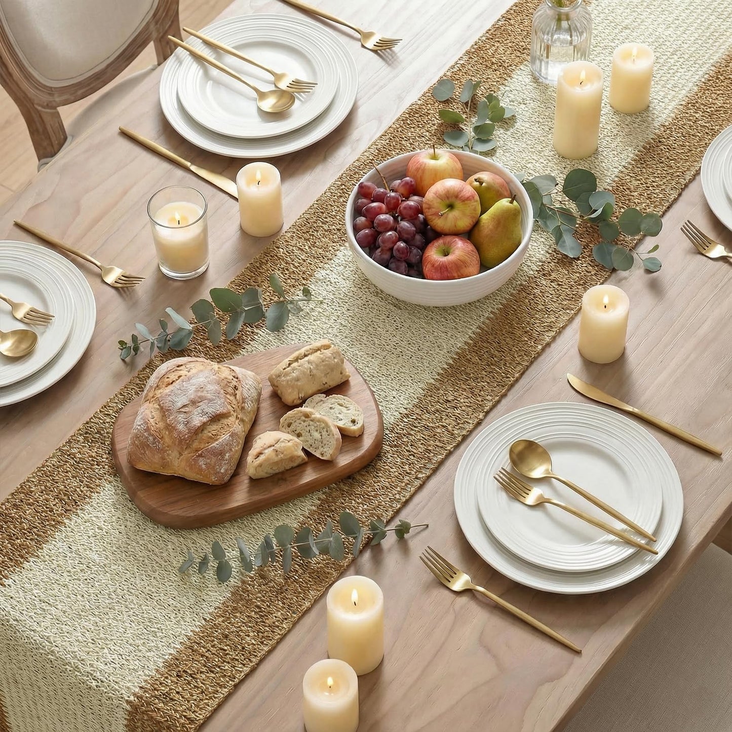 Artoid Mode Burlap Brown Farmhouse Rustic Paper Braided Table Runner, Seasonal Christmas Woven Kitchen Dining Table Decoration for Home Party Decor 12x72 Inch