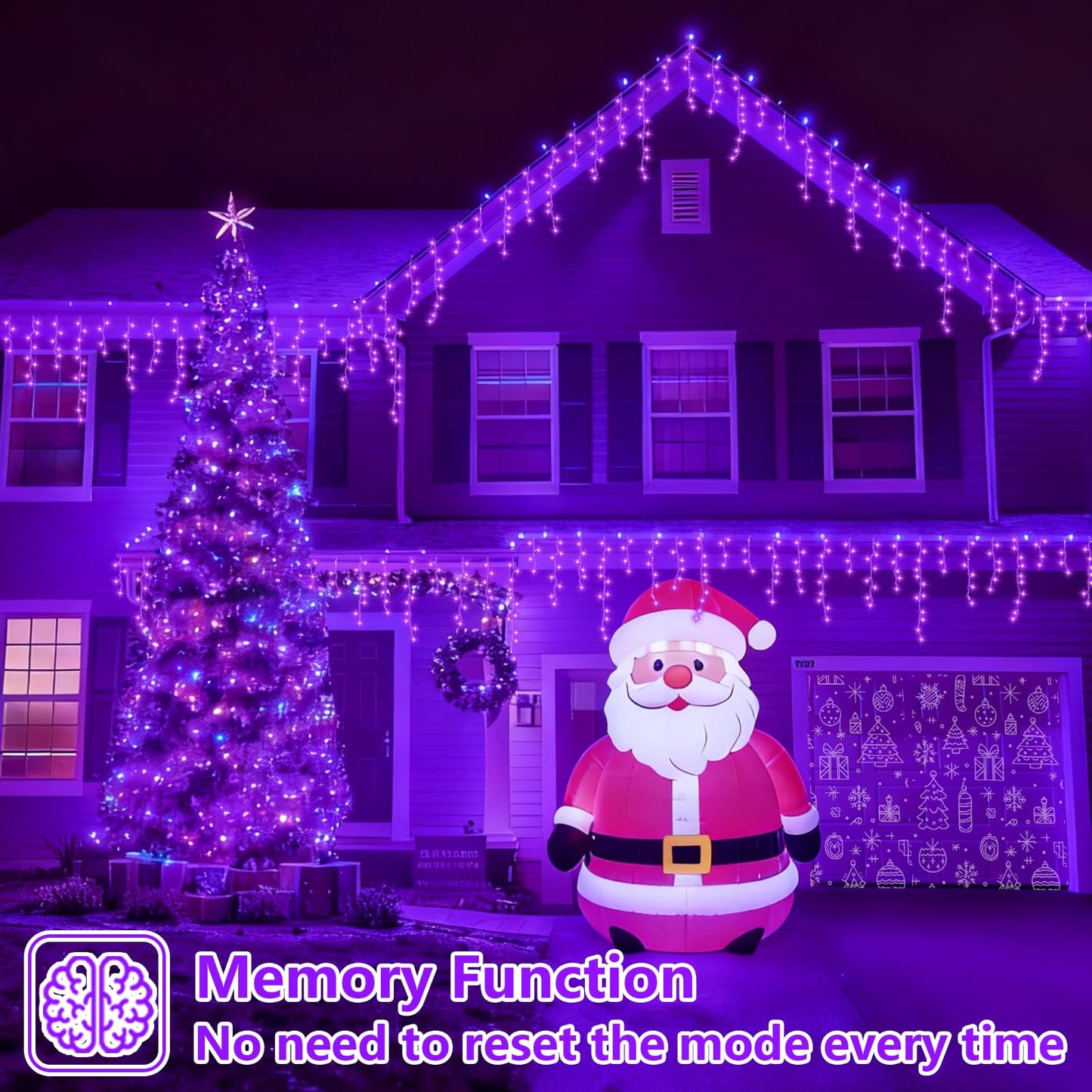 YEGUO 33ft 400 LED Purple Icicle Christmas Lights Outdoor Waterproof, 80 Drops Icicle Light Connectable, 8 Modes Christmas Lights Indoor with Memory Timer