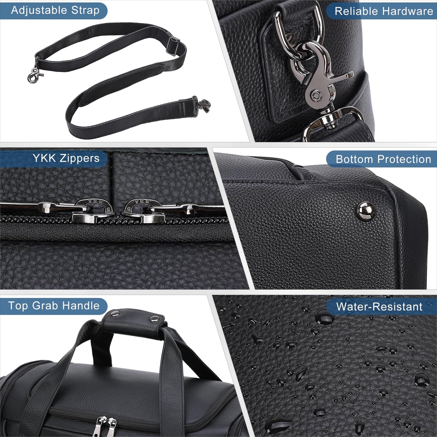 TIDING 21" Leather Travel Duffle Bag for Men Women, 40L Gym Sports Duffel Bag Waterproof Weekender Overnight Luggage Bag with Shoe Compartment