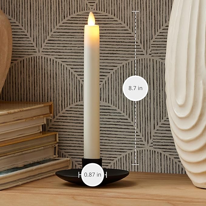 Luminara - Flameless Battery Operated Taper Candle - Pearl Ivory - Pack of 1-1x9.5 - LED Flickering Flame - Realistic Safe for Home Kids and Pets