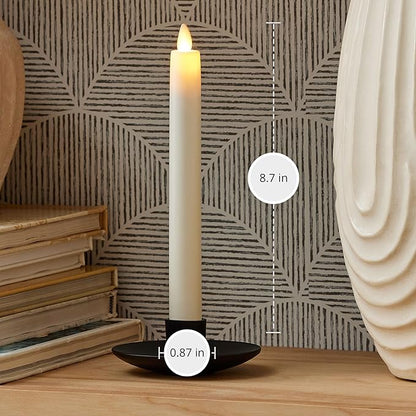 Luminara - Flameless Battery Operated Taper Candle - Pearl Ivory - Pack of 1-1x9.5 - LED Flickering Flame - Realistic Safe for Home Kids and Pets
