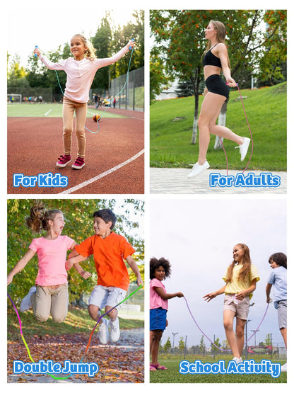 Jump Rope for Kids, Lorvain Adjustable Skipping Rope, Kids Jump Ropes with Wooden Handle for Girls Boys, Weighted Jumping Ropes for Fitness Workout Exercise Outdoor Fun Activity