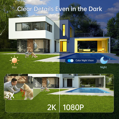 Security Cameras Wireless Outdoor 2K: Battery Powered WiFi Camera with AI Motion Detection for Home - Color Night Vision Spotlight Siren Alarm 2-Way Talk IP65 Waterproof Cloud TF Storage 2-Pack
