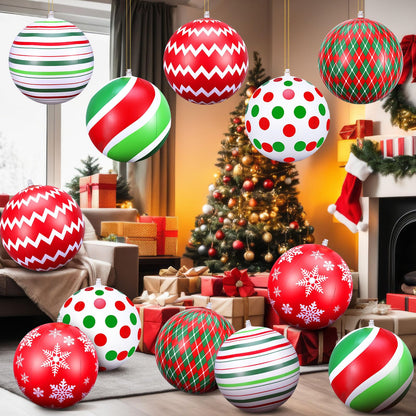 12 Pcs 12 Inch Inflatable Christmas Ball Ornaments Large Christmas Hanging Tree Ornaments Blow up PVC Christmas Balls Decorations for Xmas Porch Yard Lawn Holiday Party Decor