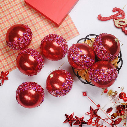 4" Christmas Ball Ornaments, 4pc Set Red Shatterproof Christmas Decorations Tree Balls for Xmas Trees Wedding Party Holiday Decorations