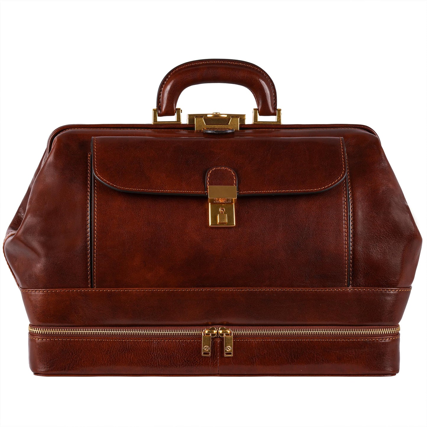 Time Resistance Leather Medical Doctor Bag - Vintage Style Medium Satchel (Brown)