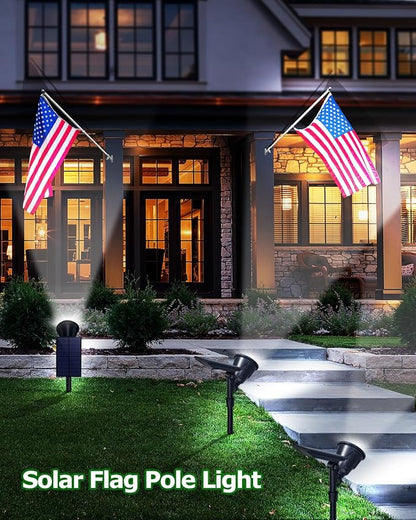 Solar Spot Lights Outdoor, 18 LED Bright Solar Powered Lights Outdoor Waterproof IP65 with 2 Modes Auto On/Off Landspace Flood Light for Flag Pole Palm Tree Sign Statue Garden Yard Patio (2 Pack)
