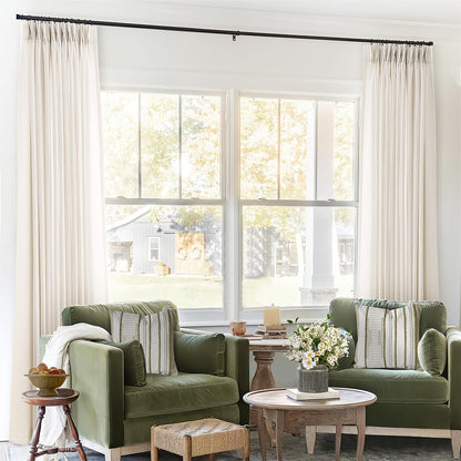 Pinch Pleated Linen Curtains 102 Inch long Memory Shape Training Pleat Drape with Hooks Rings Back Tab for Living Room Patio Glass Door Modern Neutral Cream Ivory Birch Semi Sheer 102 Inch Curtain