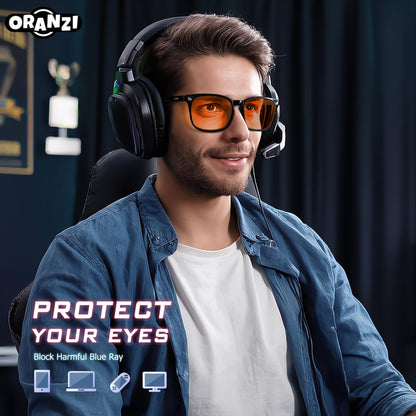 ORANZI 2 pack 98.6% Blue Light Blocking Glasses Men Woman for Better sleep, Computer Gaming Glasses Blue Light Filtering Amber Lenses Anti-Fatigue & Eye Strain