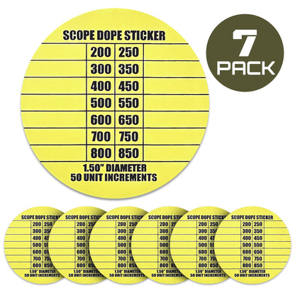 75 Scope DOPE Stickers for Long Range Shooting -Fits Most Rifle Scope Caps