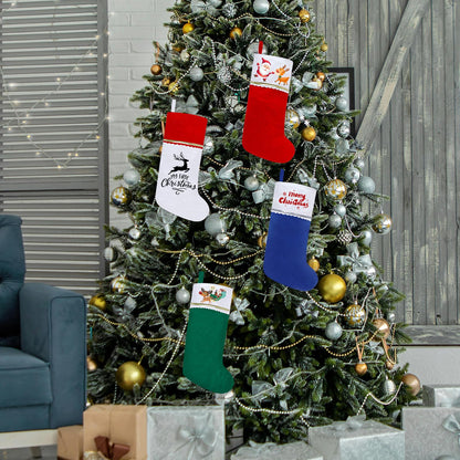 Subyan 12 Pack Felt Christmas Stockings, 19 Inches Red and Green Christmas Stocking Hanging Ornaments with Gold Trim for Family Christmas Holiday Decorations DIY Craft Large Xmas Stocking