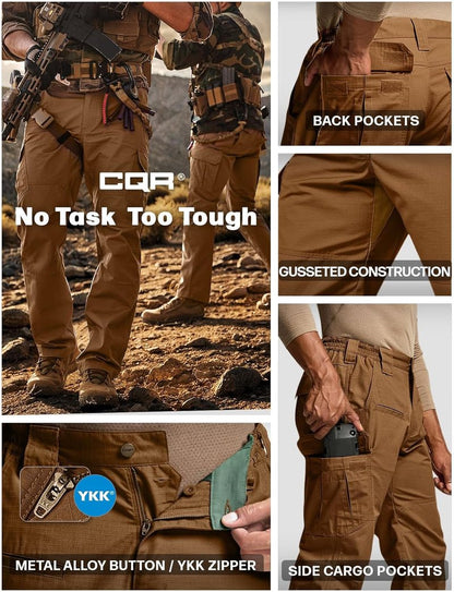 CQR Men's Tactical Pants - Lightweight Water-Resistant Cargo Pants for Hiking | EDC Outdoor Apparel