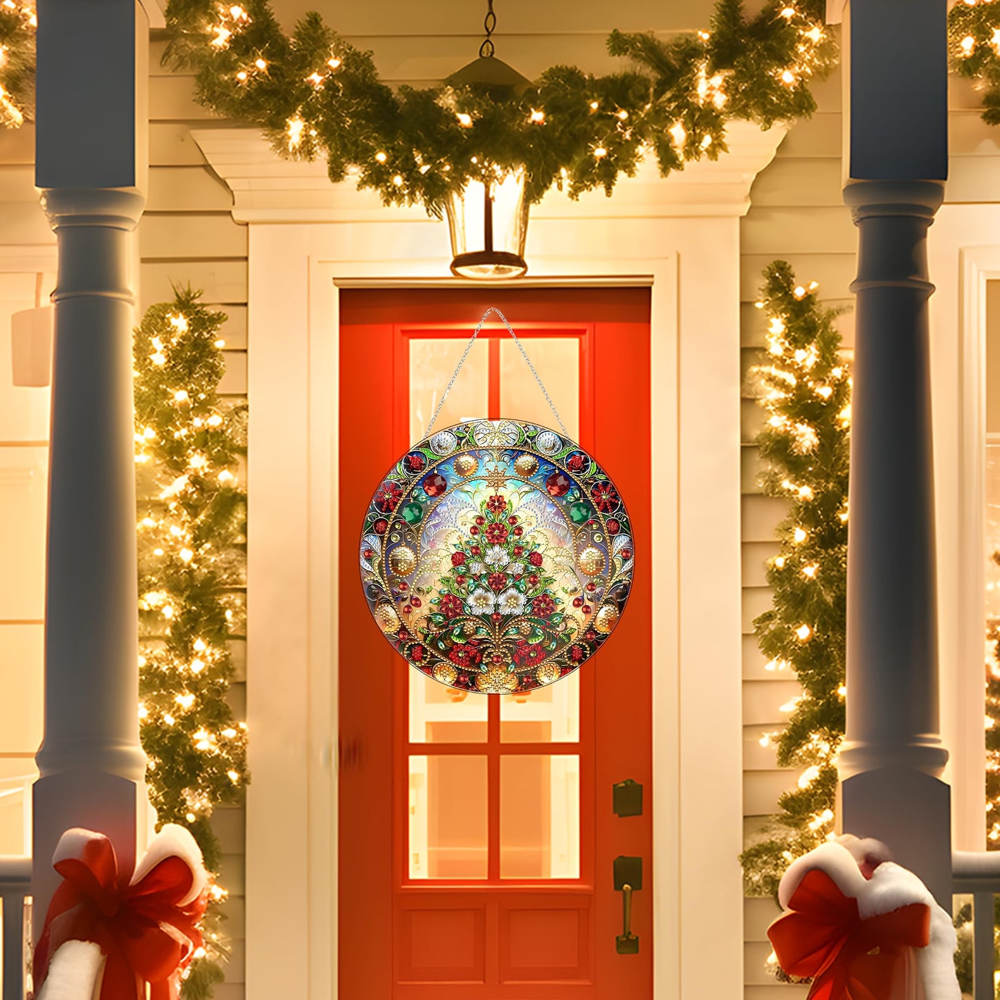 Diamond Art Hanging Kit for Adult,Special Shaped Rhinestone,DIY Acrylic Diamond Art Painting Window Pendants Home Garden Wall Hanging Kits Hanging Ornament,Double Sided. (Christmas Trees-1)